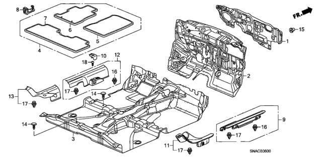 2011 Honda Civic Floor Mat, L. FR. *NH598L* (ATLAS GRAY) Diagram for 83602-SNE-A01ZA