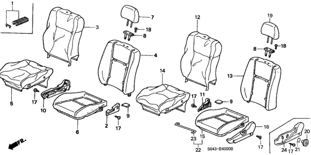 1997 Honda Civic Cover, Left Front Seat Cushion Trim (Excel Charcoal) Diagram for 81531-S04-A13ZA