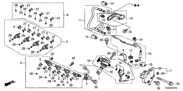 2014 Honda Accord Fuel Injector (L4) Diagram