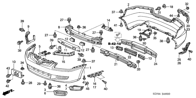 2003 Honda Accord Spacer, R. FR. Bumper Side Diagram for 71193-SDA-A01
