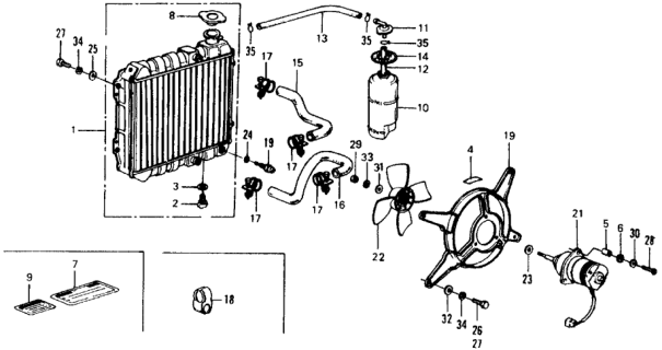 1977 Honda Civic Radiator Diagram for 19010-657-902