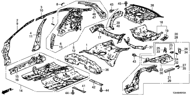 2015 Honda Accord Sill, R. FR. Inside Diagram for 65140-T2F-305ZZ