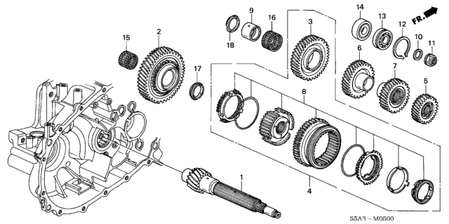2003 Honda Civic Gear, Countershaft Low Diagram for 23421-PLW-A00