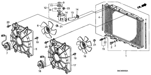 2007 Honda Civic Fan, Cooling (Denso) Diagram for 19020-RSH-E01