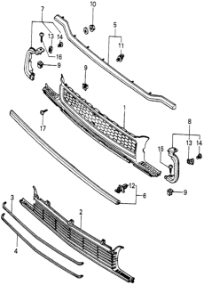 1982 Honda Prelude Clip, Grille Molding (Lower) Diagram for 90652-692-003