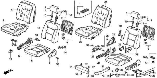 1995 Honda Accord Guide, Headrest *NH178L* (EXCEL CHARCOAL) Diagram for 81143-SV1-L12ZB