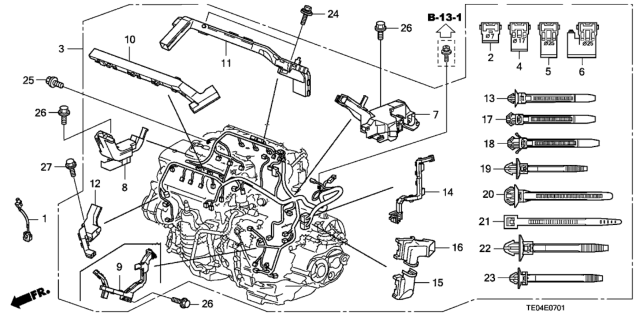 2009 Honda Accord Wire Harness, Engine Diagram for 32110-R71-L50
