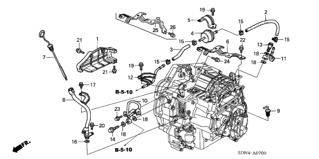 2003 Honda Accord AT ATF Pipe (L4) Diagram