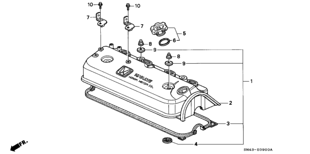 1991 Honda Accord Cover, Cylinder Head Diagram for 12310-PT7-010