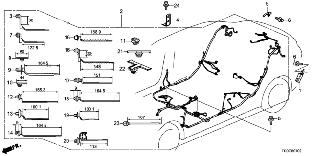 2014 Honda Civic Bracket, Floor Wire Harness Diagram for 32142-TR0-000