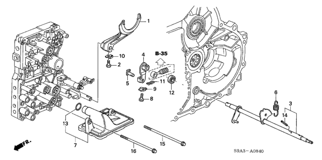 2002 Honda CR-V Lever, Control Diagram for 24412-PNB-000
