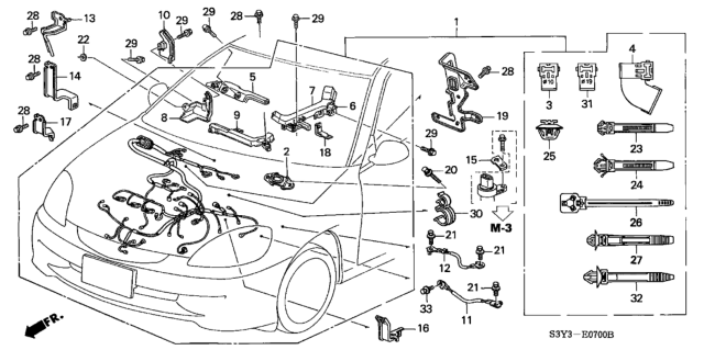 2002 Honda Insight Plate, Wire Harness Grommet (Black) Diagram for 32111-P2A-003