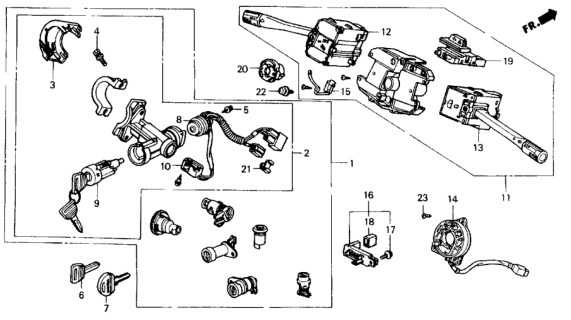 1990 Honda Civic Switch Assembly, Wiper (C) (Tec) Diagram for 35256-SH3-A22