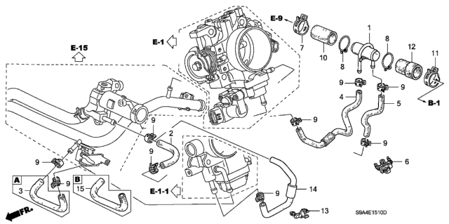 2005 Honda CR-V Hose, Breather Outlet Diagram for 19515-PRB-A00