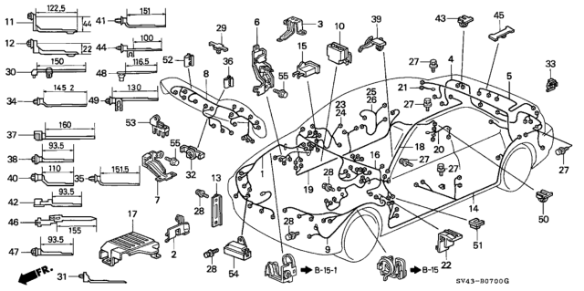 1997 Honda Accord Cover, R. Connector Diagram for 32151-SV7-A01