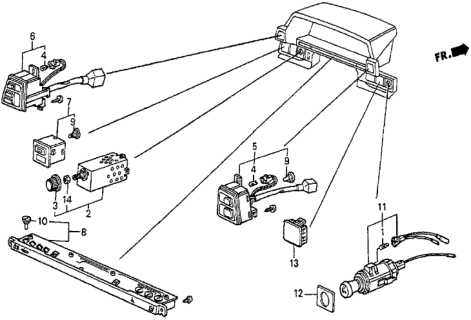 1985 Honda Prelude Switch Assembly, Rear Hazard & Defroster Diagram for 35510-SF0-672