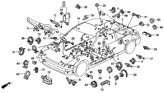 1992 Honda Accord Wire Harness, Side Diagram for 32158-SM2-A12