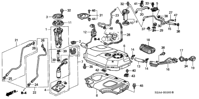 2002 Honda S2000 Pump Set, Fuel Diagram for 17040-S2A-930