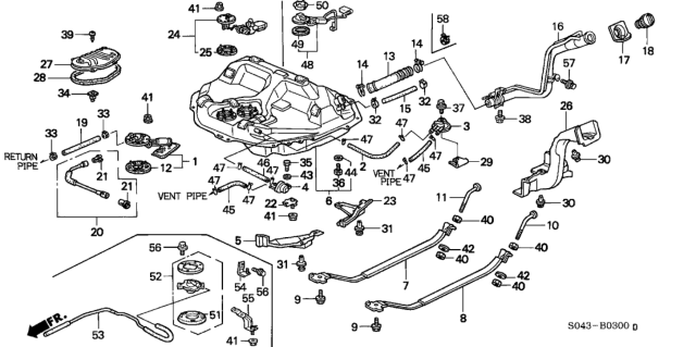 1996 Honda Civic Tank, Fuel Diagram for 17500-S01-A30