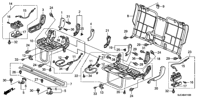 2013 Honda Ridgeline Rear Seat Components Diagram