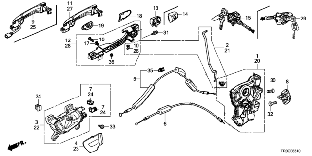 2015 Honda Civic Handle, R. *YR612P* Diagram for 72141-T1G-E11ZP