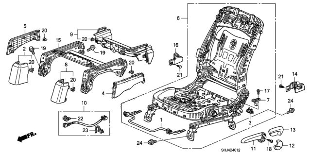 2008 Honda Odyssey Front Seat Components (Driver Side) (Manual Height) Diagram