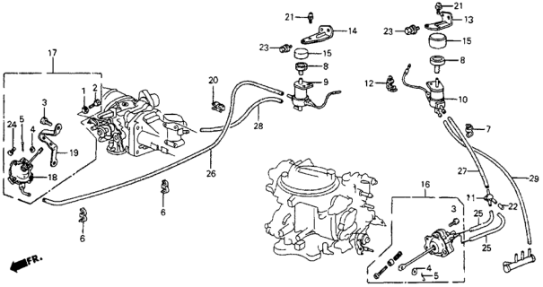 1985 Honda CRX Control Set, Carburetor Idle Diagram for 38780-PE0-013