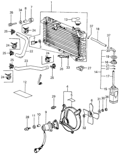 1982 Honda Civic Radiator (Denso) Diagram for 19010-PA5-665