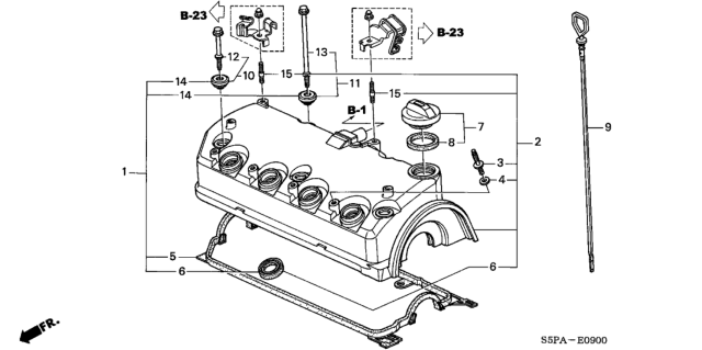 2005 Honda Civic Gasket, Cylinder Head Cover Diagram for 12341-PLC-000