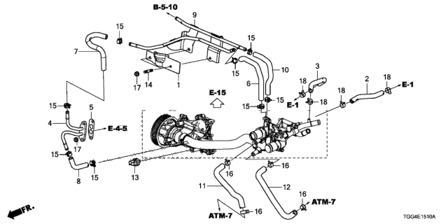 2019 Honda Civic Pipe Comp,T/C Wat Diagram for 19540-5AA-A00