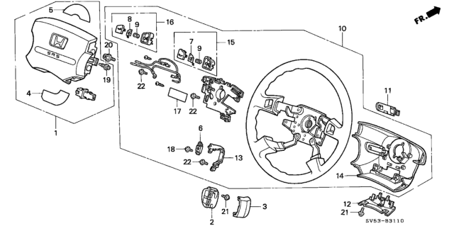 1996 Honda Accord Steering Wheel Diagram