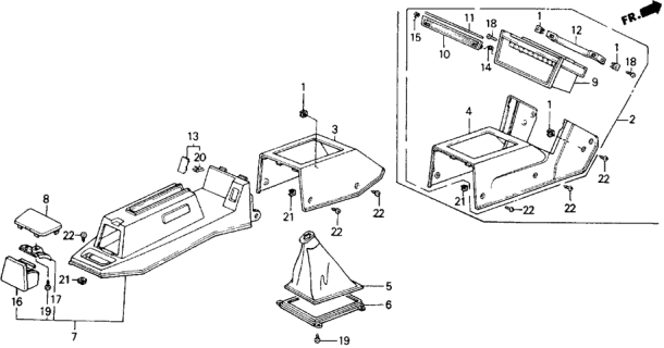 1989 Honda Accord Cover, RR. Console *Y18L* (SILKY IVORY) Diagram for 83442-SE0-A10ZF