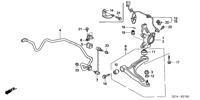 2011 Honda Ridgeline Front Stabilizer - Front Knuckle Diagram