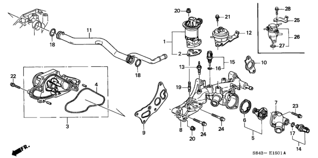 2000 Honda Accord Thermostat Assembly (Nippon Thermostat) Diagram for 19301-P8C-A11