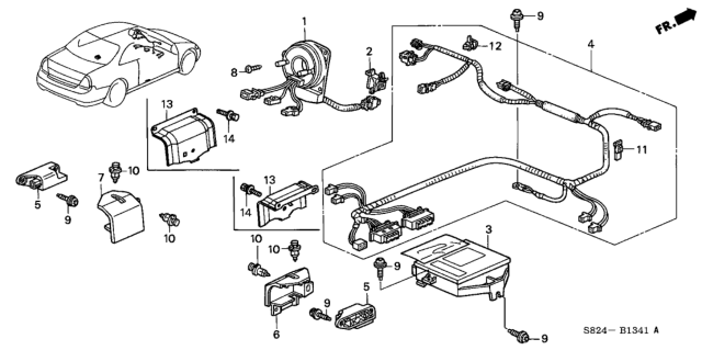 2000 Honda Accord Sensor Assy., Side Impact Diagram for 77970-S82-A92