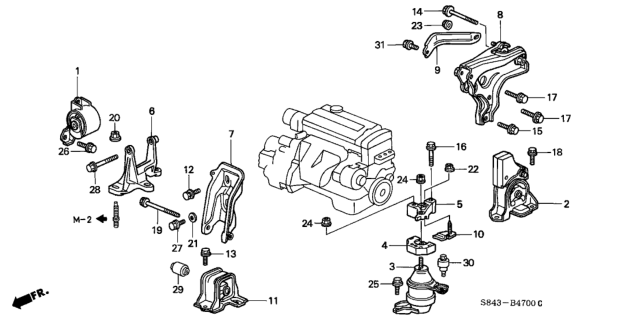 1999 Honda Accord Stopper, FR. Engine (MT) Diagram for 50840-S84-A00