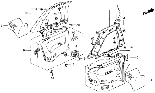1991 Honda Prelude Cap, RR. Seat Belt Hole *NH167L* (GRAPHITE BLACK) Diagram for 83731-SF1-000ZA