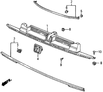1985 Honda Prelude Molding, FR. Grille (Lower) Diagram for 62325-SB0-010
