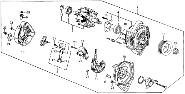 1990 Honda Civic Alternator Assembly (Cha57) (Denso) Diagram for 31100-PM8-A03