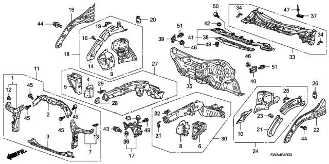 2008 Honda CR-V Extension B, L. FR. Shock Absorber Diagram for 60713-SWA-A00ZZ