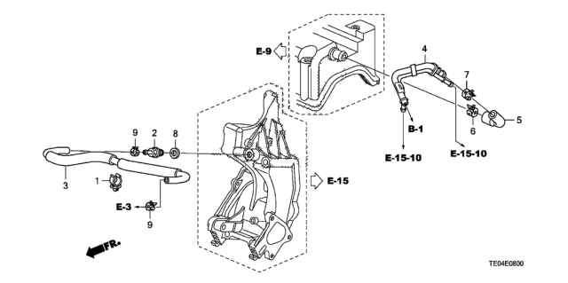 2010 Honda Accord Tube, Breather Diagram for 17153-R40-A00