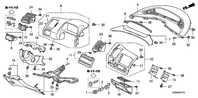 2011 Honda Civic Instrument Panel Garnish (Driver Side) Diagram