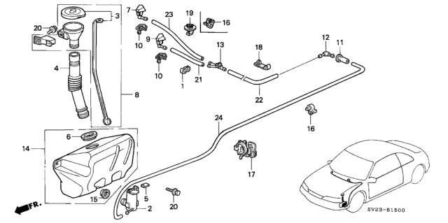 1996 Honda Accord Nozzle, Passenger Side Windshield Washer (Frost White) Diagram for 76810-SV1-A12ZG