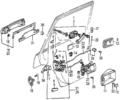 1985 Honda Accord Rod, RR. Lock Knob Diagram for 76423-SA6-003