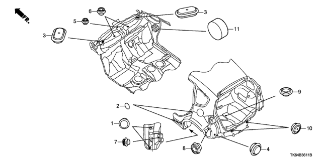 2009 Honda Fit Grommet (Rear) Diagram