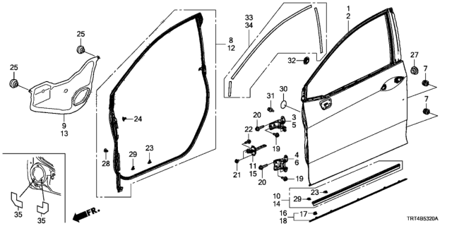 2018 Honda Clarity Fuel Cell Hinge, Left Front Door U Diagram for 67450-TRT-003ZZ