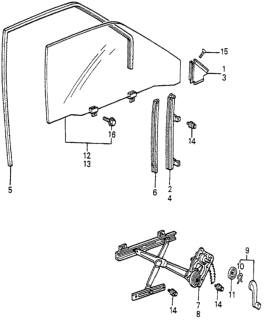 1984 Honda Accord Holder, R. FR. Sash Diagram for 75213-SA5-673