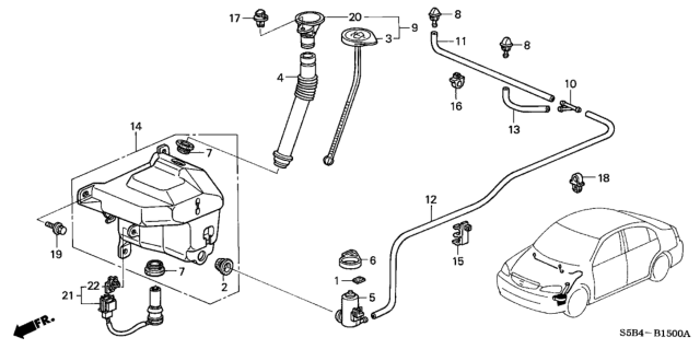 2004 Honda Civic Nozzle Assembly, Windshield Washer (Shoreline Mist Metallic) Diagram for 76810-S5B-A11ZD
