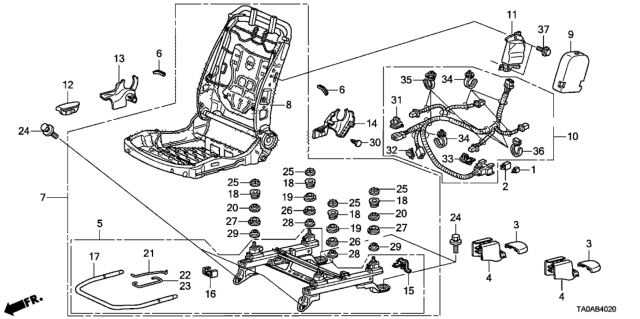 2012 Honda Accord Front Seat Components (Passenger Side) (Manual Seat) Diagram