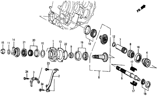 1986 Honda Civic Gear Set, Transfer Bevel Diagram for 29210-PH8-010